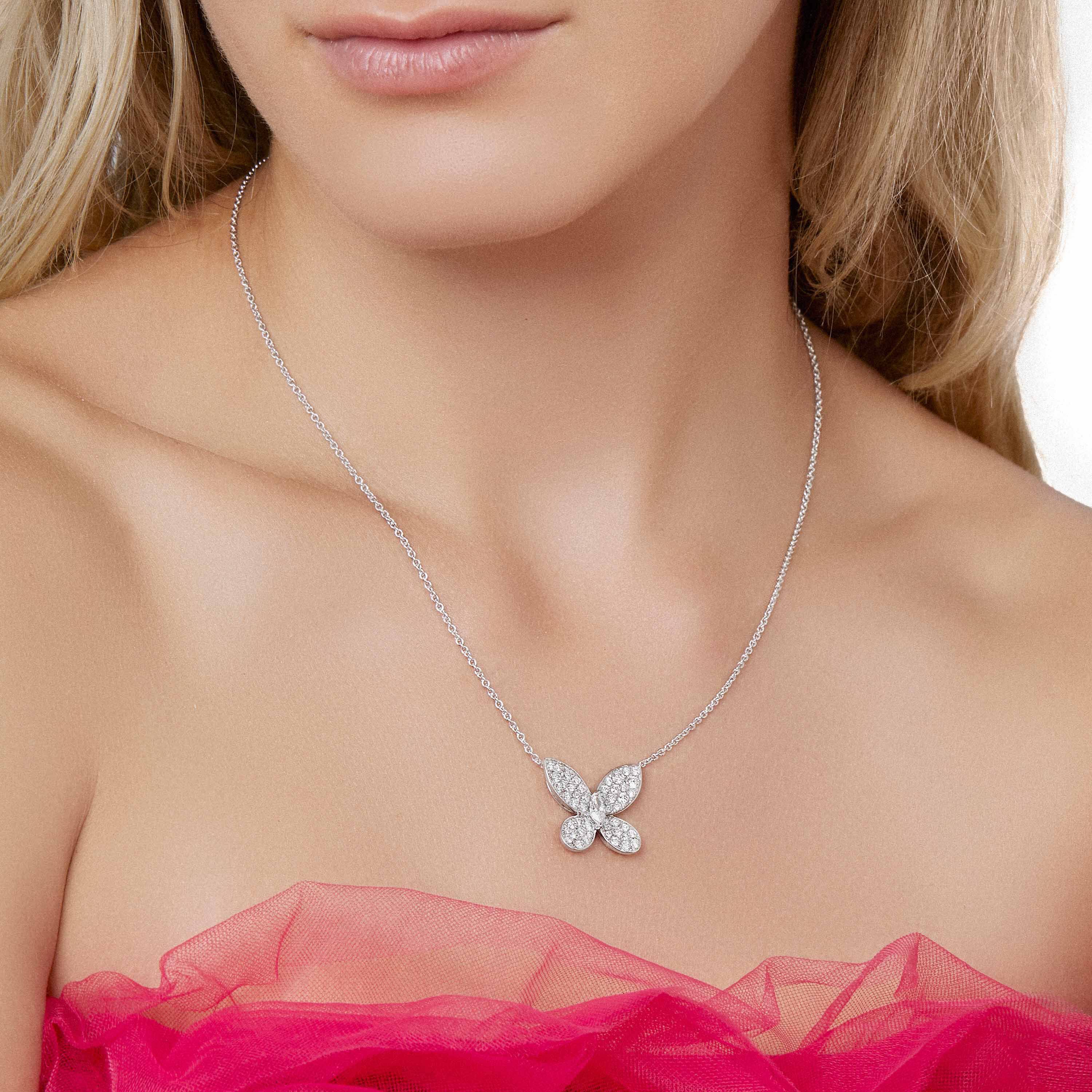 Pave butterfly necklace on sale